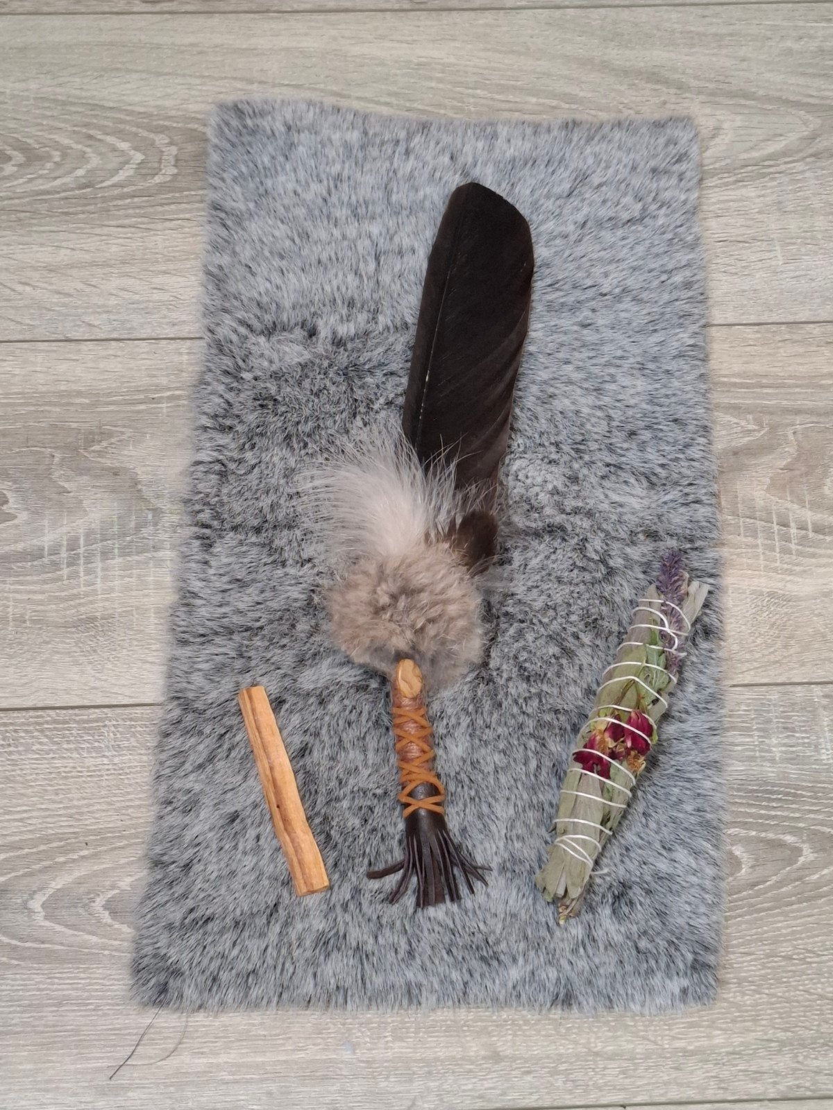 Handgemaakte Smudge Fan Set met Salie & Palo Santo, Antiek en Kunst, Ophalen of Verzenden