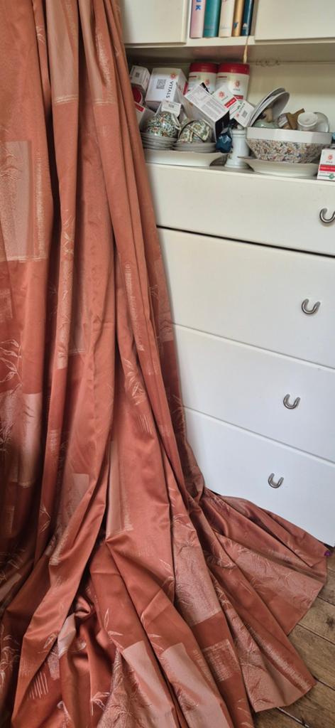 Gordijnen NIEUW Chivasso 464 252 koperkleur prachtig dessin, Huis en Inrichting, Stoffering | Gordijnen en Lamellen, Verzenden