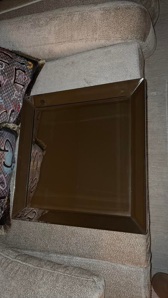 Erik kuster style spiegel dienblad bronze kleur, Ophalen, Zo goed als nieuw, Rechthoekig, Hout