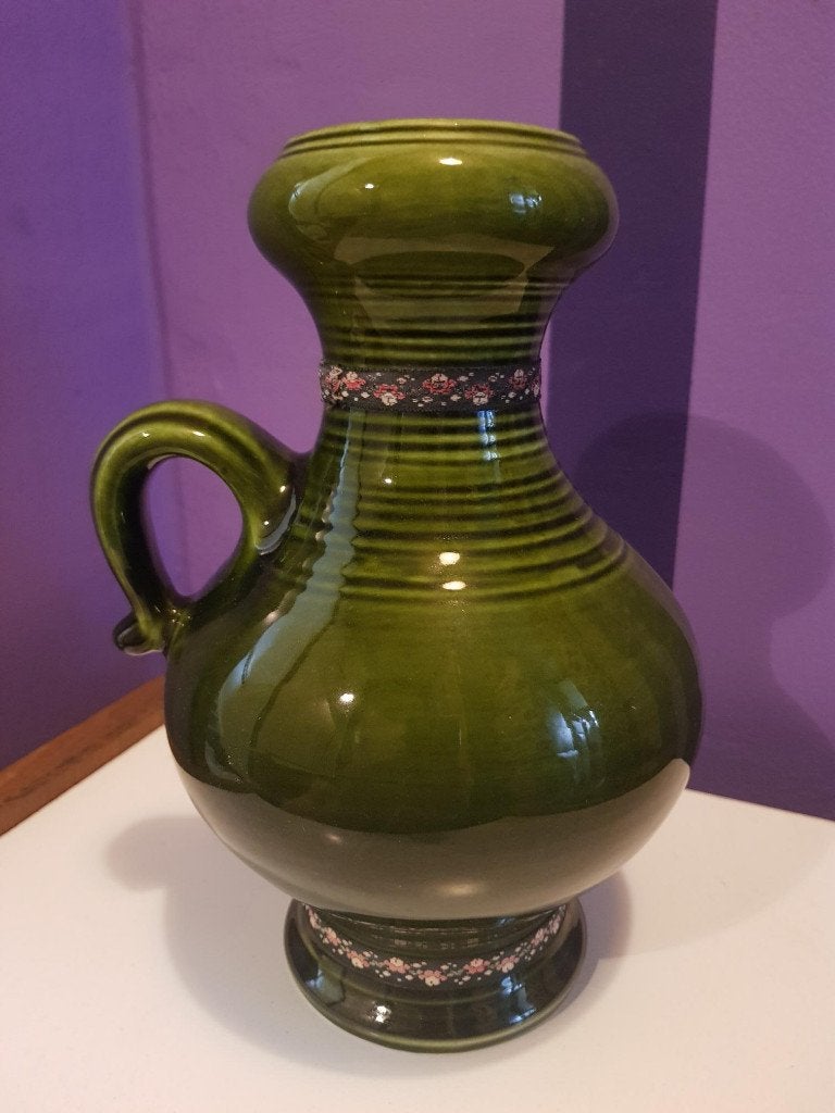 Retro Vintage jaren 70 West Germany Kruik Vaas Groen, Ophalen