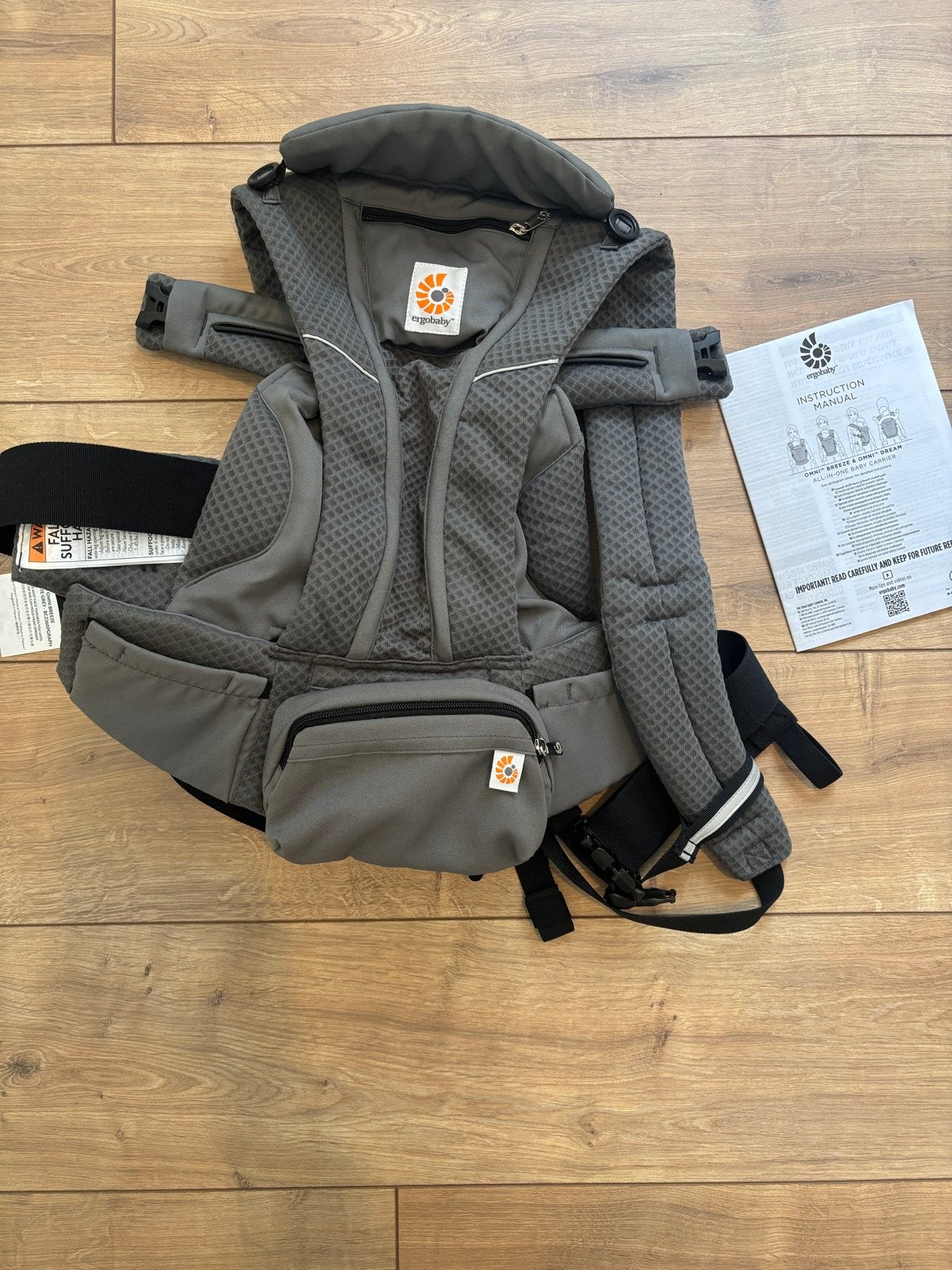 ERGObaby Draagzak Omni Breeze Graphite Grey, Zo goed als nieuw, Buik, Rug of Zij, Draagzak, Ophalen