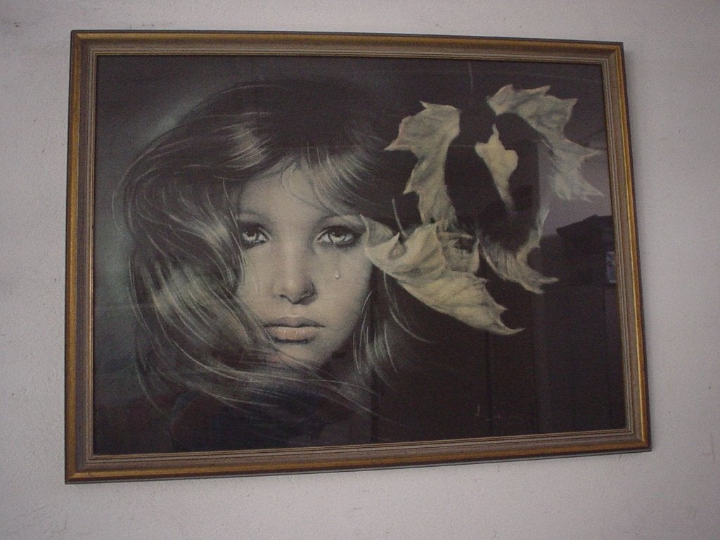 Schilderij meisjesgezicht wanddeco, Ophalen of Verzenden, Zo goed als nieuw, 50 tot 75 cm, Print