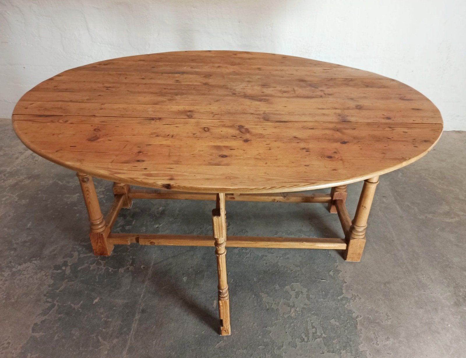 Vintage grenen gateleg uitschuifbare eettafel, ovaal, Ophalen, Tweedehands, Tweedehands, 50 tot 100 cm