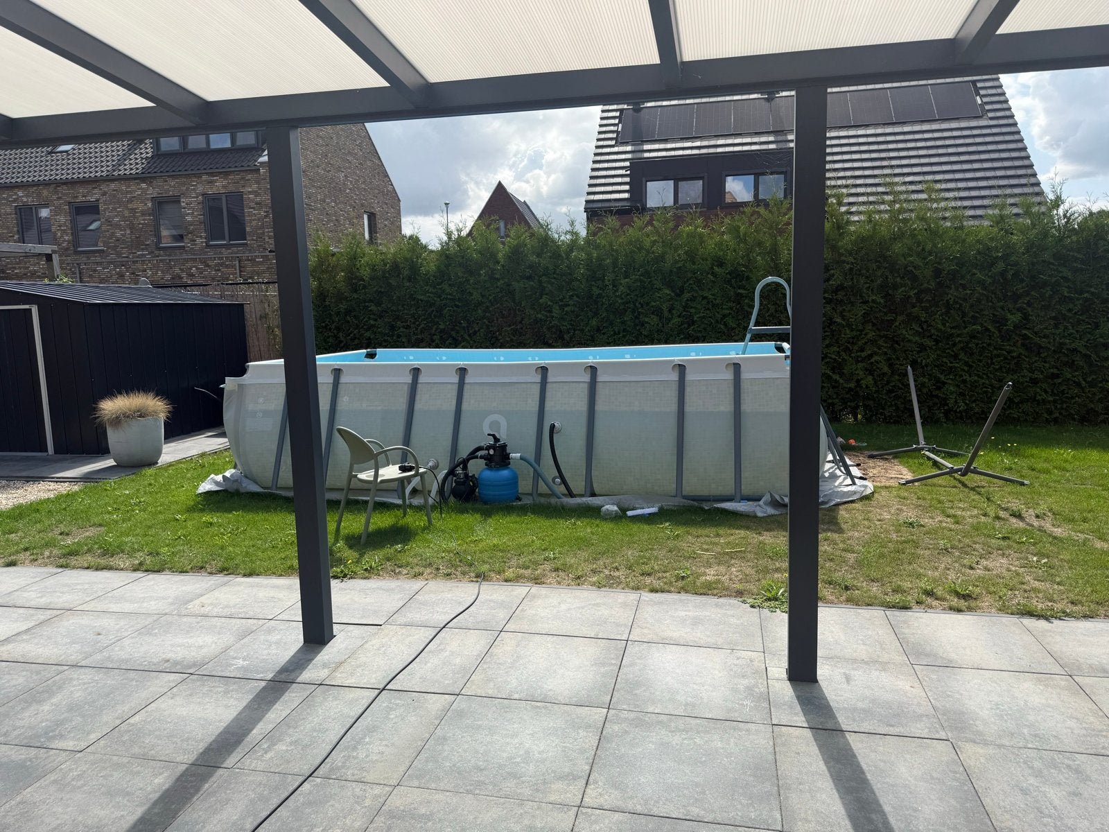 Zwembad 5,5 x 3,5 x 1,22 m met glaszandfilter en nieuwe skim, Gebruikt, 300 cm of meer, Rechthoekig, Ophalen