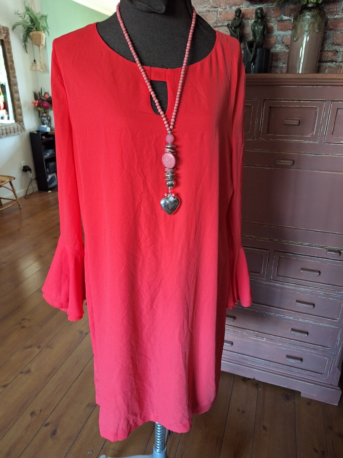 Jurk l xl, Kleding | Dames, Jurken, Maat 46/48 (XL) of groter, Oranje, Ophalen of Verzenden, Gedragen