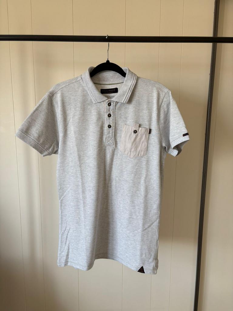 Hallinger polo grijs met borstzakje, Ophalen of Verzenden, Gedragen, Grijs