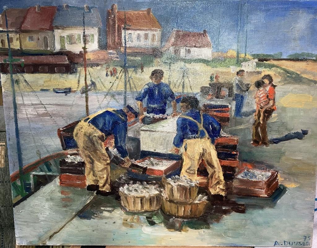 Olieverf schilderij gesigneerd en gedateerd 1975 A. Duijser, Verzenden