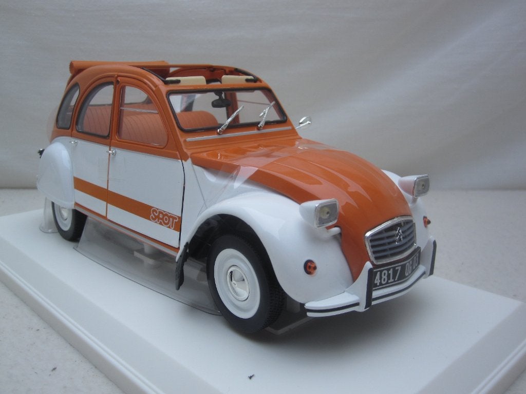 Citroën 2CV4 Spot 1976 Oranje/Wit 1:18 Norev, Ophalen of Verzenden, Nieuw, Auto, Norev