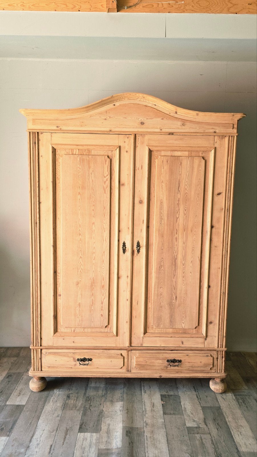 Antieke Grenen Houten Kledingkast uit voorraad leverbaar!, 200 cm of meer, 150 tot 200 cm, Met lade(s), Ophalen of Verzenden