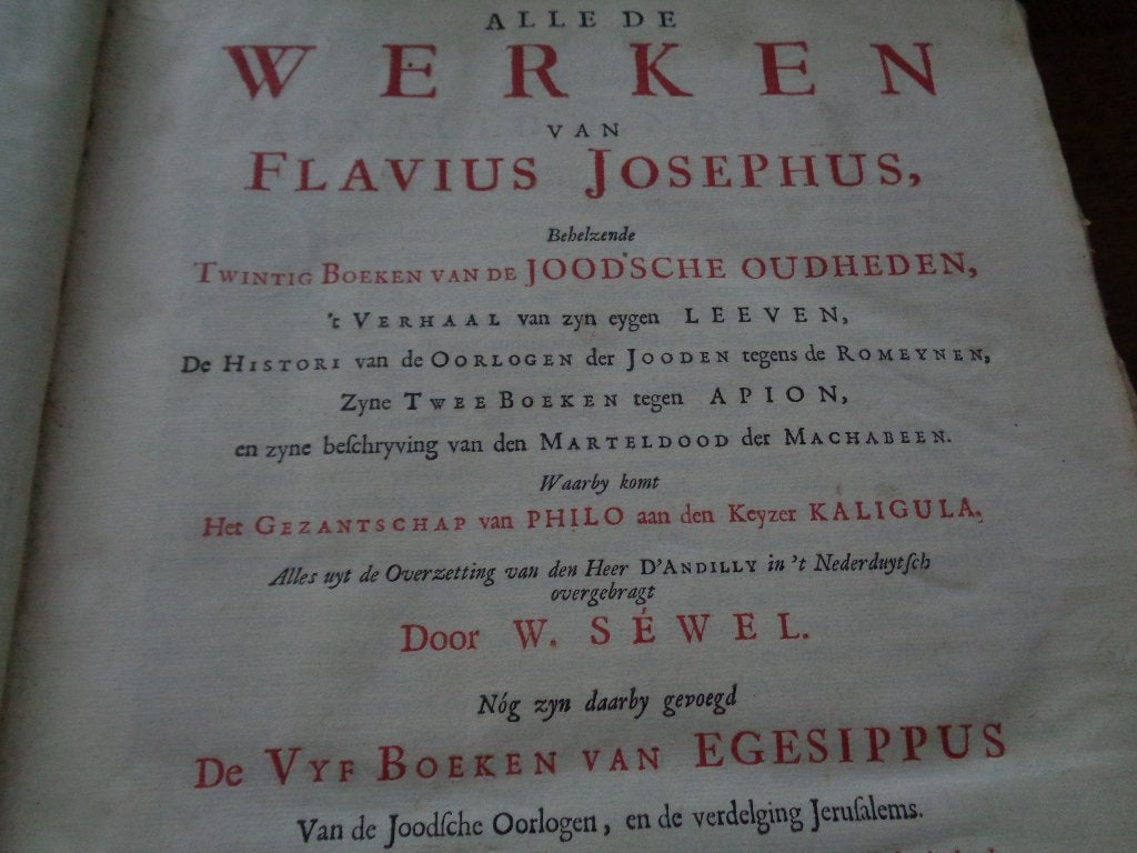 antiek boek Flavius Josephus - Alle de Werken, Ophalen, Gelezen, Europa