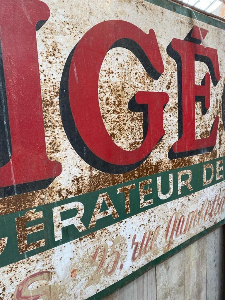 Groot Brocante Frans reclamebord wandbord, Ophalen