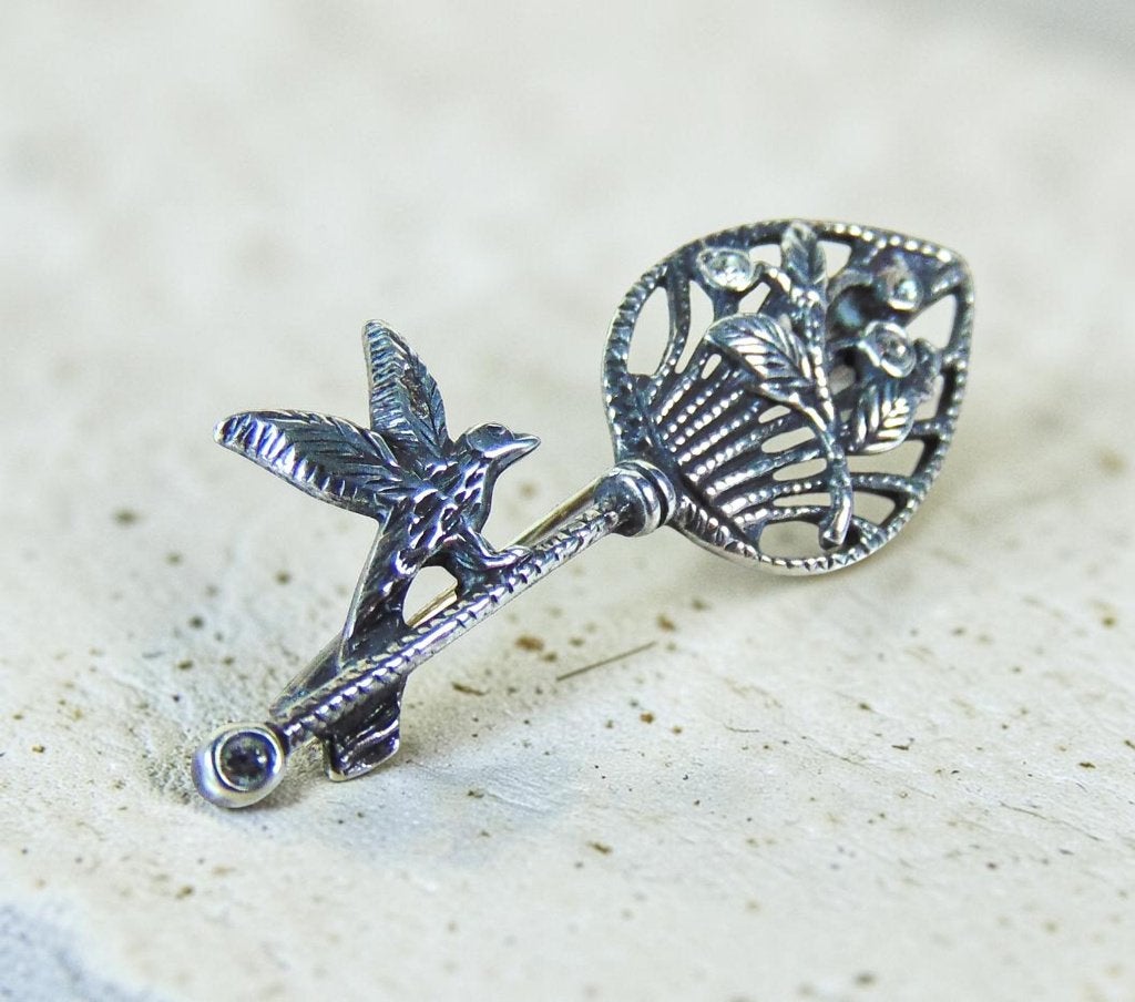 Mooie 925 zilver nieuwe ART NOUVEAU vogel kristal broche!, Met kristal, Verzenden, Minder dan 4 cm, Nieuw