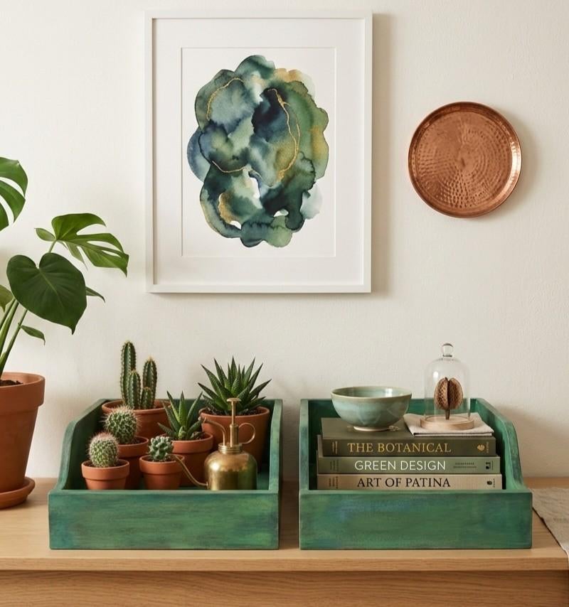 2 groene gruttersbakken, Antiek en Kunst, Ophalen