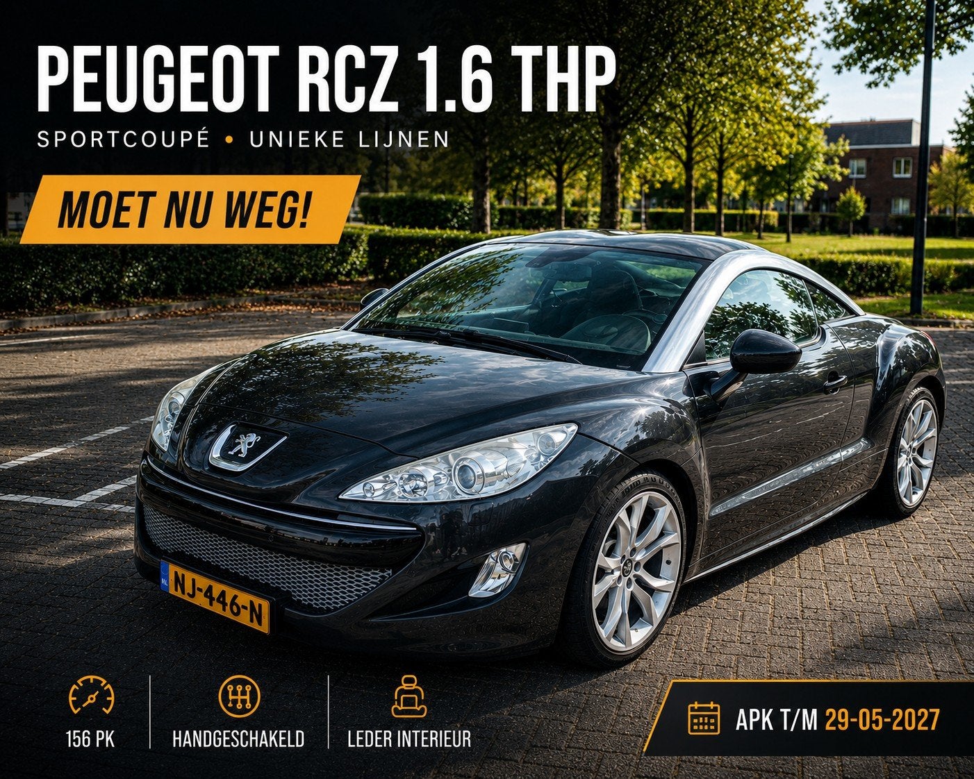 Peugeot RCZ 1.6 THP | Motor gereviseerd | Leer | APK Mei 27, Voorwielaandrijving, 15 km/l, Automatische klimaatregeling, 4 stoelen