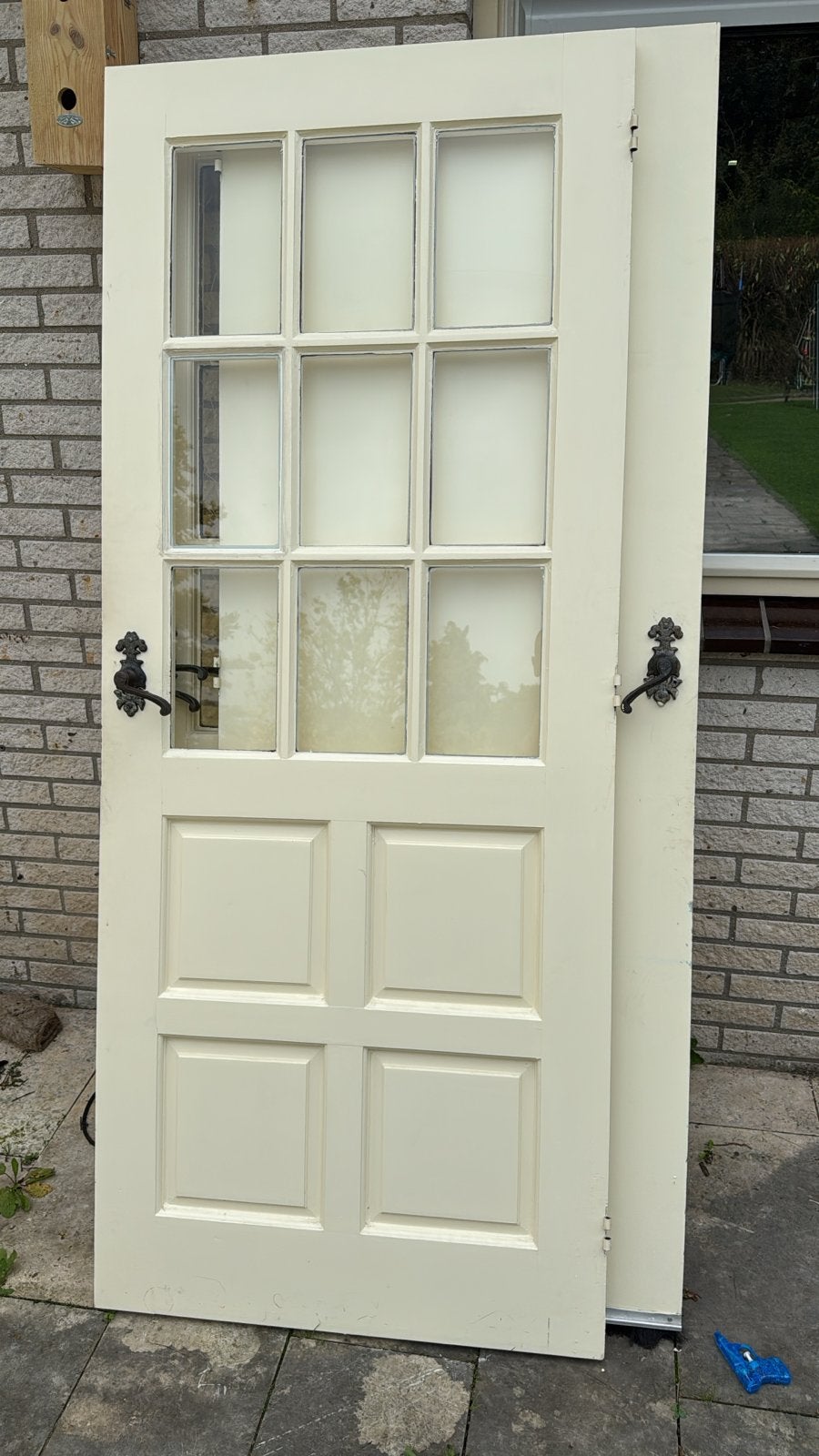 Gratis! Set van 4 houten deuren (3x glas en 2x paneeldeur), Ophalen, Gebruikt, 80 tot 100 cm, Binnendeur