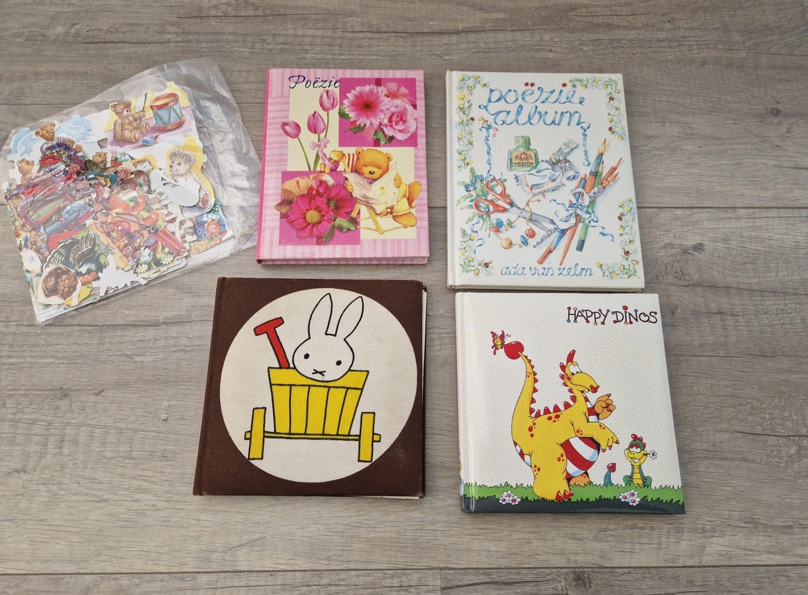 poëzie album boekjes 4 stuks plaatjes dinosaurus nijntje ada, Ophalen of Verzenden