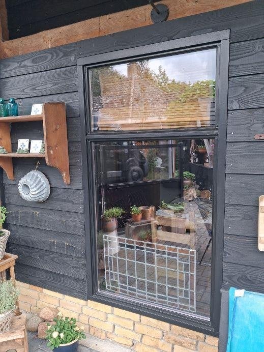 TK zgan hardhouten raamkozijn met nieuwe thermopane, Raamkozijn, Zo goed als nieuw, 150 tot 225 cm, Inclusief glas