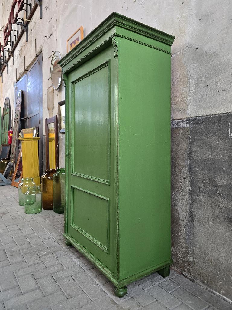 Vintage Dichte Groene Kast | Landelijke Houten Voorraad Kast, Ophalen of Verzenden