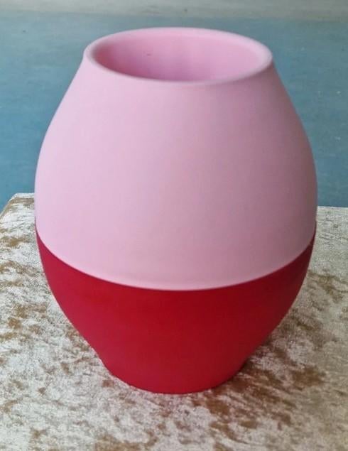 Clayrton’s Diabol’o Vaas Anti-Omval Roze 17,6cm, Overige kleuren, Aardewerk of Porselein, Ophalen of Verzenden, Zo goed als nieuw
