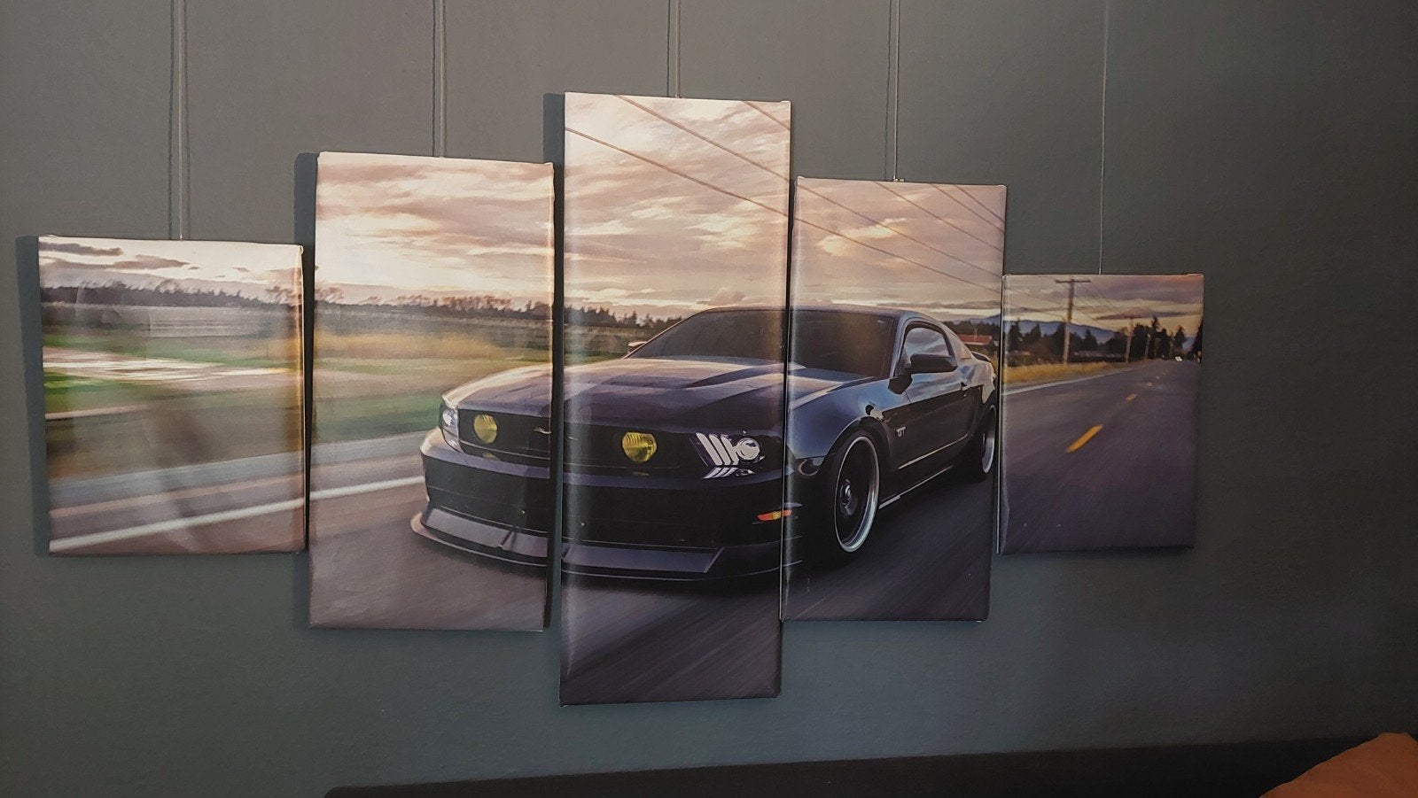 5-luik schilderij met auto, Antiek en Kunst, Ophalen of Verzenden, Kunststof, 3D-effect
