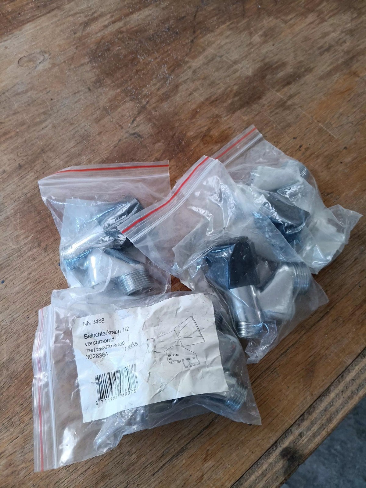 Beluchterkraan 1/2 verchroomd met zwarte knop, Ophalen of Verzenden, Nieuw, Chroom, Kraan