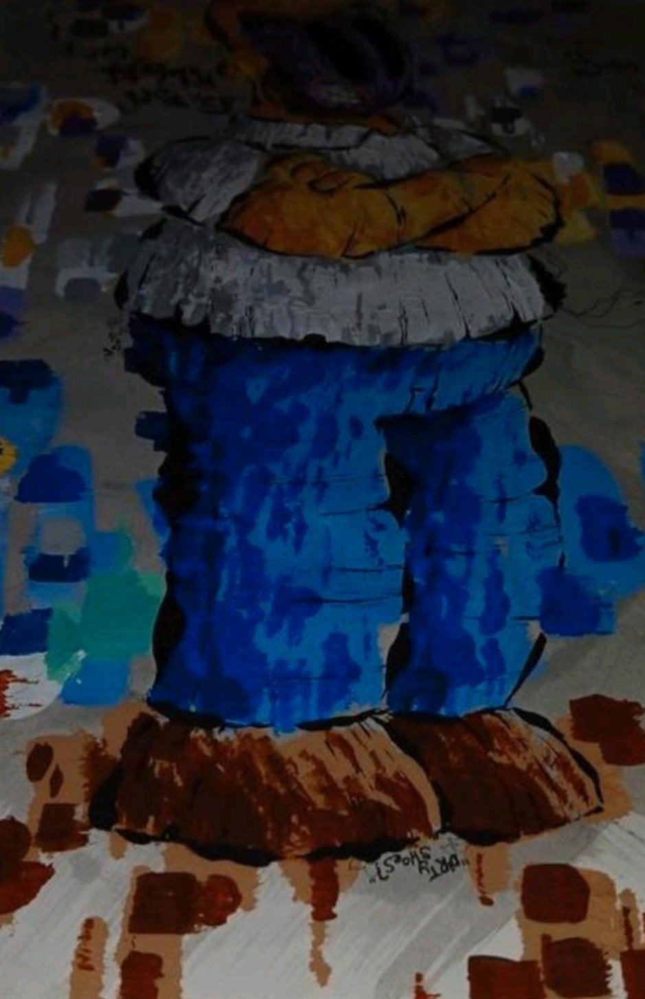 Uniek Pop Art Schilderij Homer Simpson, Antiek en Kunst, Acrylverf, Handgeschilderd, Papier/karton, Ophalen of Verzenden