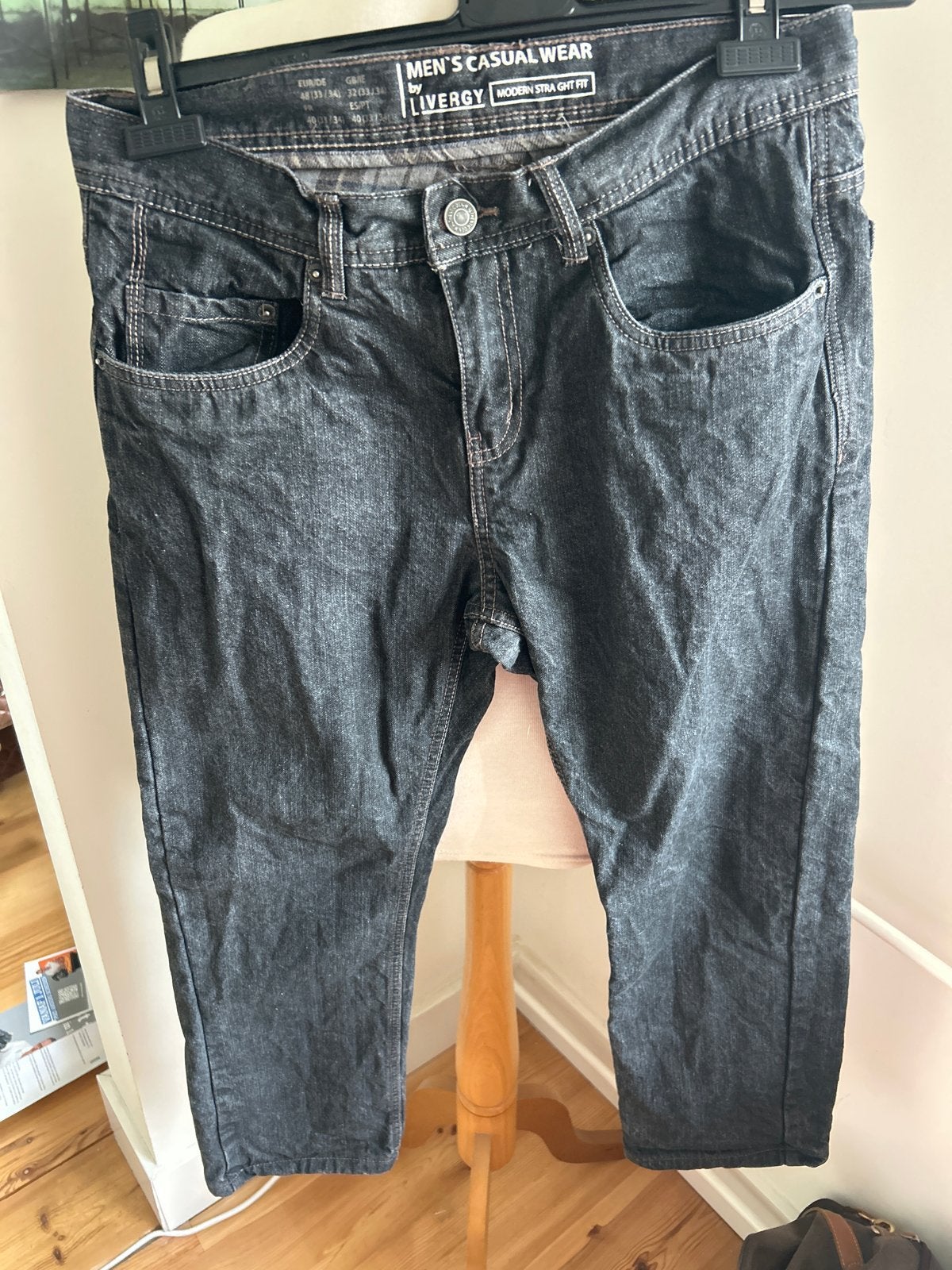 LIVERGY Modern Straight Fit Jeans - Grijs/Zwart, Ophalen of Verzenden, Gedragen, Grijs, W33 - W34 (confectie 48/50)