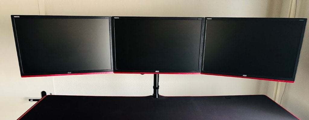 3x AOC G2460VQ6 monitor + triple monitorsteun (zwevend), Computers en Software, Ophalen, Gebruikt, IPS, DisplayPort