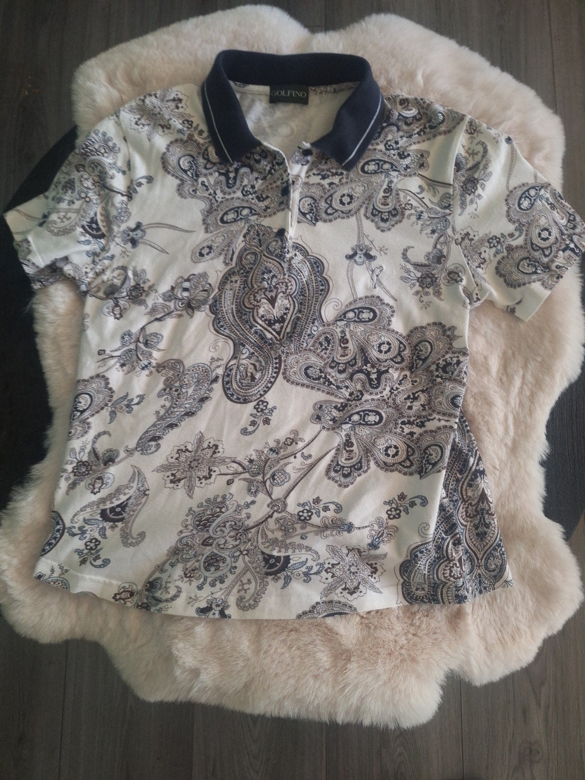 Golfino Dames Polo met Paisley Print – Maat M – Als Nieuw!, Kleding | Dames, T-shirts, Maat 38/40 (M), Blauw, Ophalen of Verzenden
