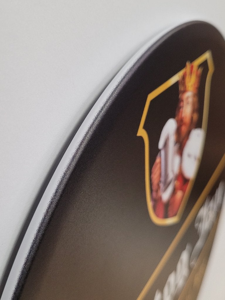 Hertog Jan logo rond zwart reclamebord van metaal wandbord, Ophalen of Verzenden, Nieuw, Reclamebord, Plaat of Schild, Overige merken