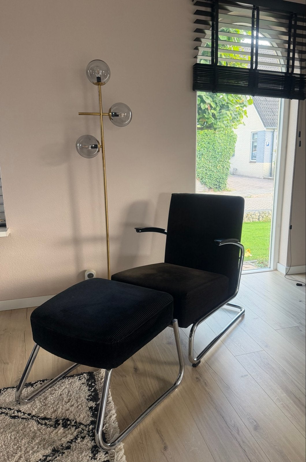 Gispen 405 stoel met bijpassende hocker, Ophalen, Gebruikt, 75 tot 100 cm, Metaal