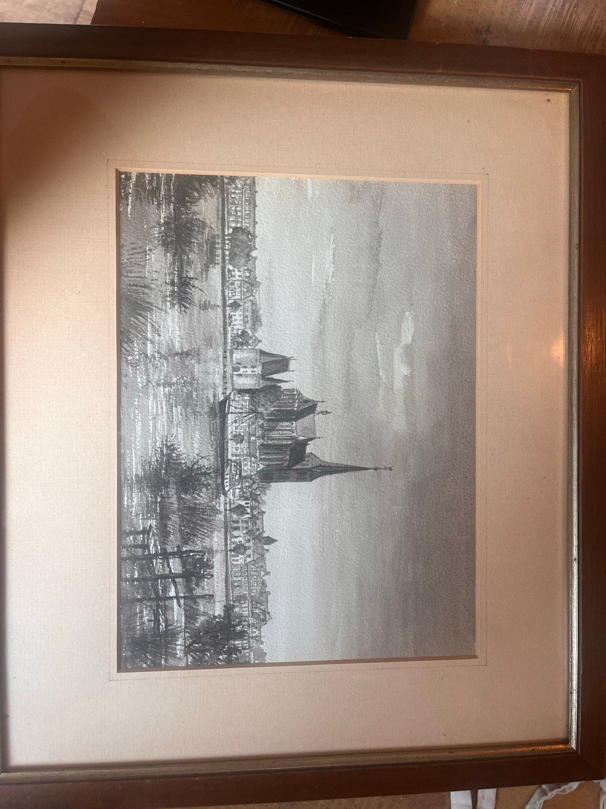 Historisch Aangezicht Kampen - Ingelijste Tekening, Antiek en Kunst, Kunst | Tekeningen en Foto's, Ophalen of Verzenden, Tekening
