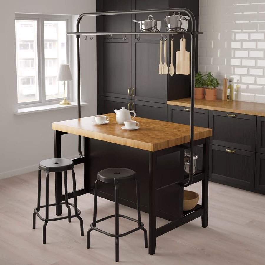 Ikea VADHOLMA rek/stelling voor keukenblok, Ophalen, Zwart, Zo goed als nieuw, Minder dan 100 cm