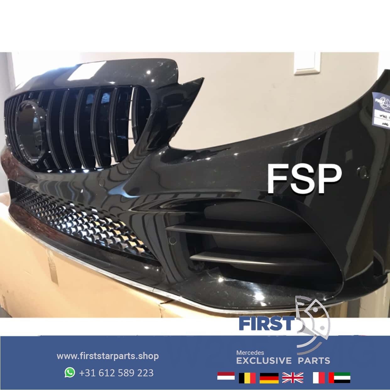 W205 C205 FACELIFT C43 AMG VOORBUMPER + GT GRIL ZWART 2018-2, Auto-onderdelen, Gebruikt, -, Voor, Ophalen of Verzenden