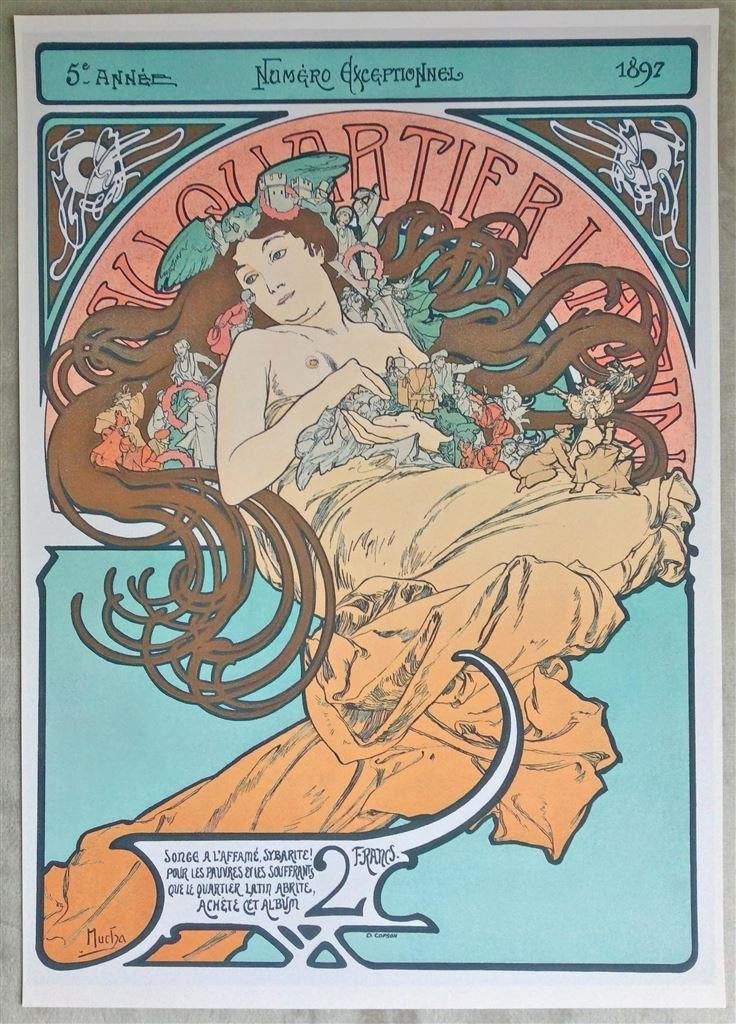 ALPHONSE MUCHA Quartier Latin Jugendstil Deco Poster Print