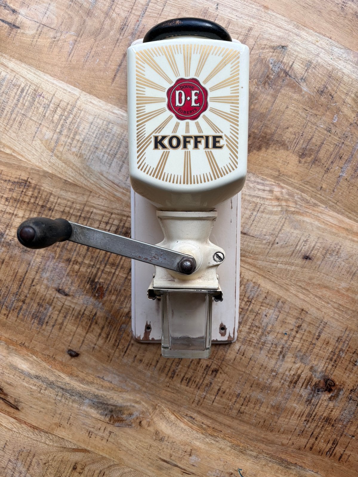 Vintage Douwe Egberts wandkoffiemolen – compleet & werkend, Ophalen of Verzenden