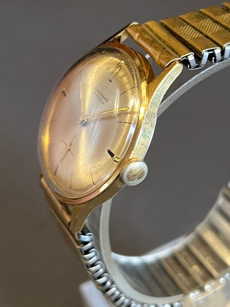 Junghans 15 Jewels Verguld Handopwind 32mm, Overige merken, Staal, Polshorloge, Met bandje
