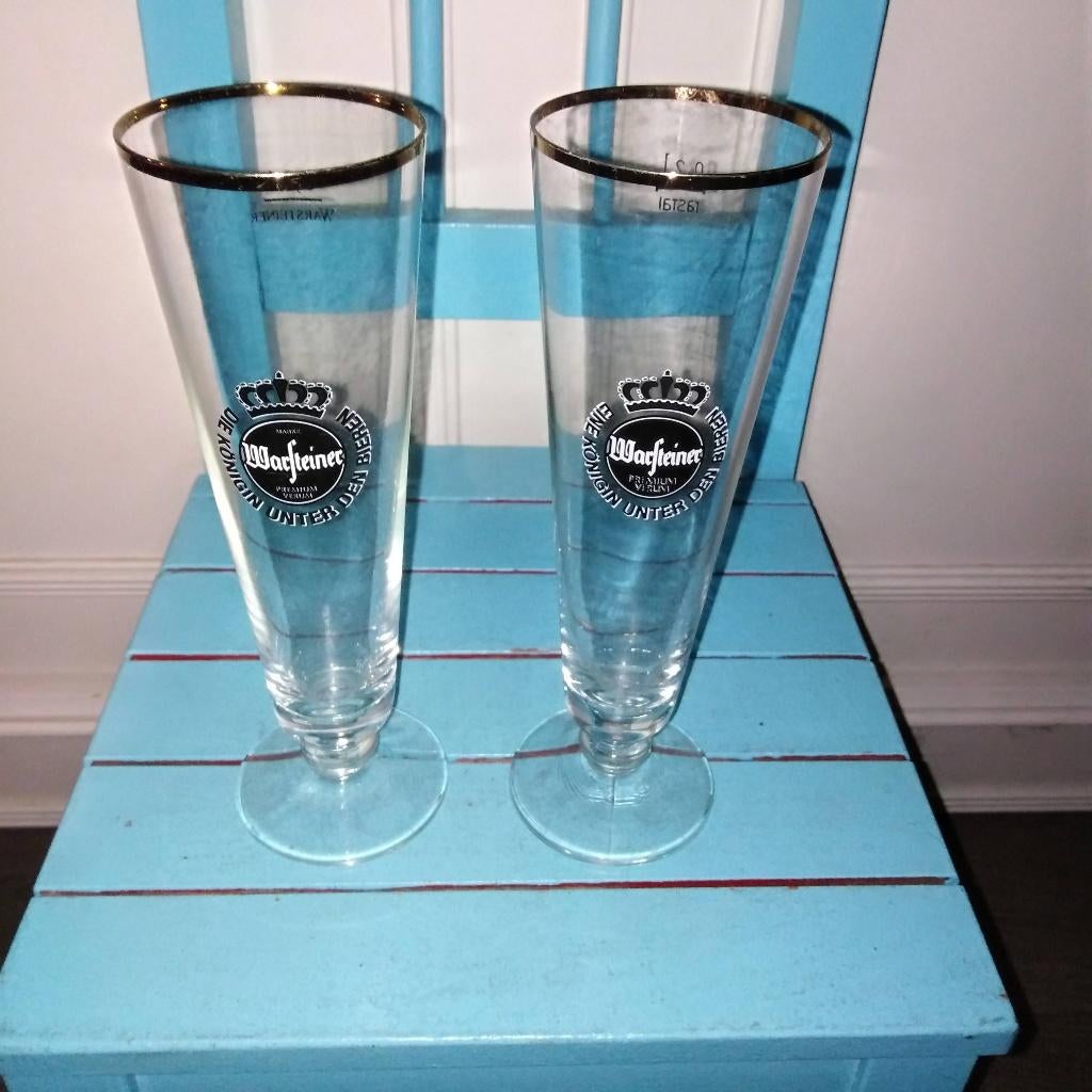 Warsteiner bierglazen 2 stuks, Ophalen, Gebruikt, Glas of Glazen, Overige merken