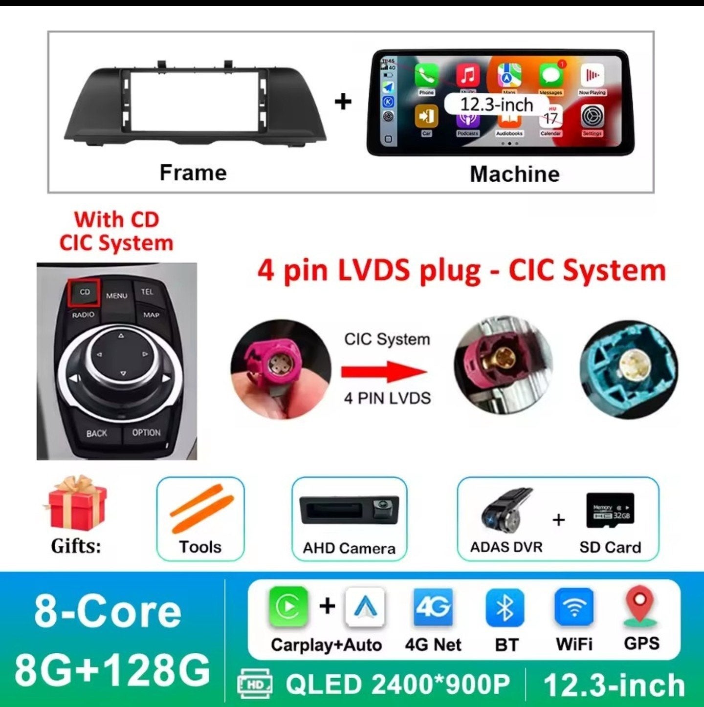 Android 16 Auto Navigatie BMW F10/F11 CIC 12.3" 8GB RAM 128G, Ophalen of Verzenden, Nieuw