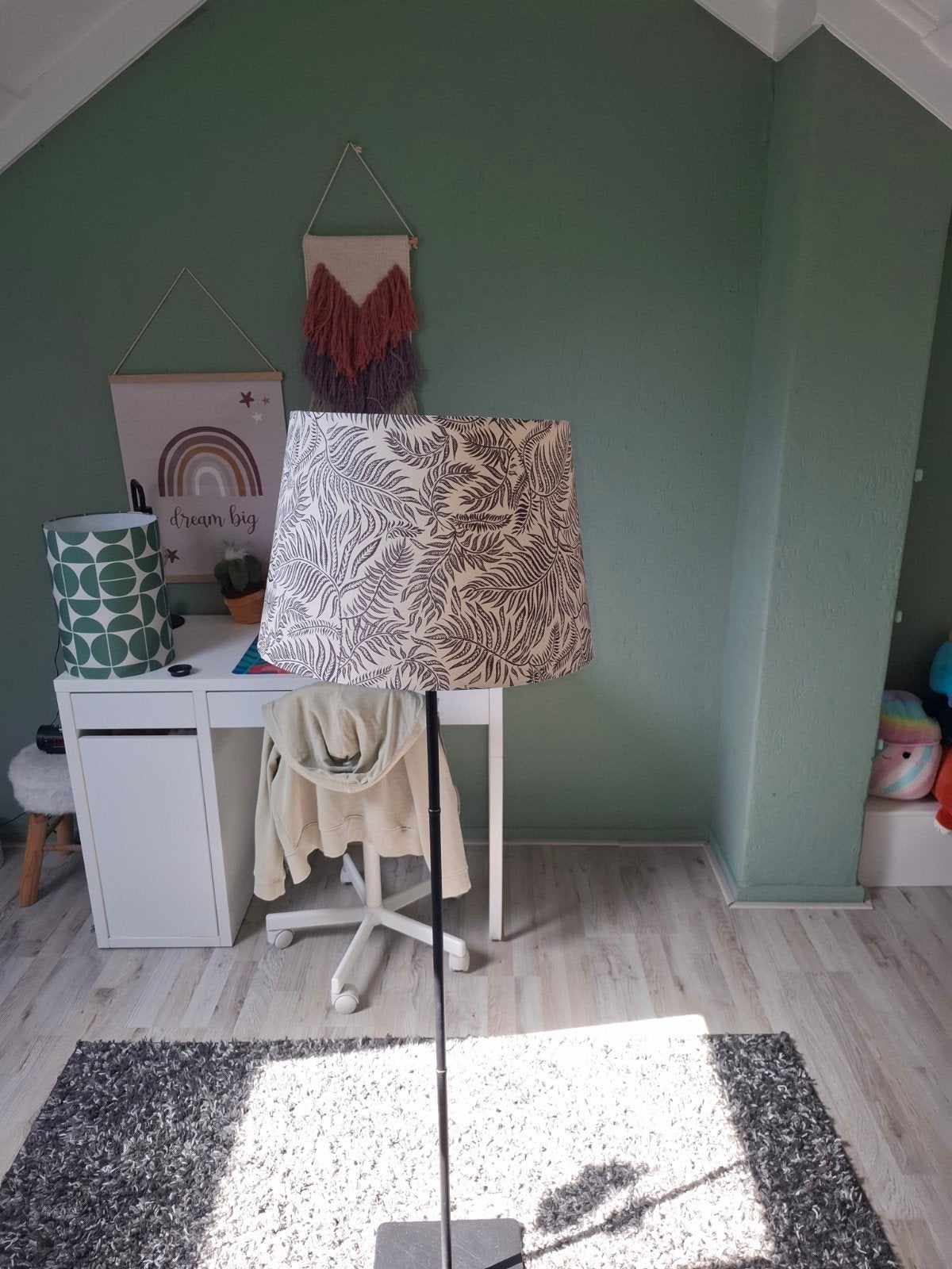 Mooie zwart/witte lampenkap met planten motief., Ophalen, 25 tot 50 cm, Rond, Zo goed als nieuw
