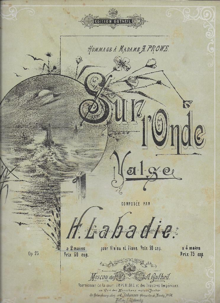 Bo1836 bladmuziek edition guthell sur l';onde, Ophalen of Verzenden, Gebruikt, Artiest of Componist, Piano