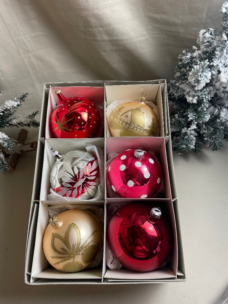 Oude grote gekleurde glazen kerstballen, Ophalen of Verzenden, Gebruikt