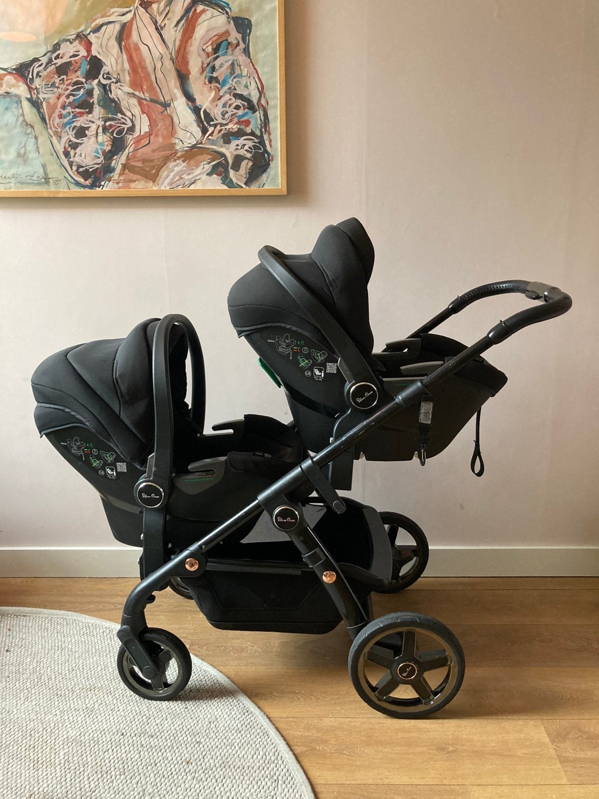 Kinderwagen tweeling / duo silver cross inc maxicosi auto, Zo goed als nieuw, Duowagen, Ophalen, Kinderwagen