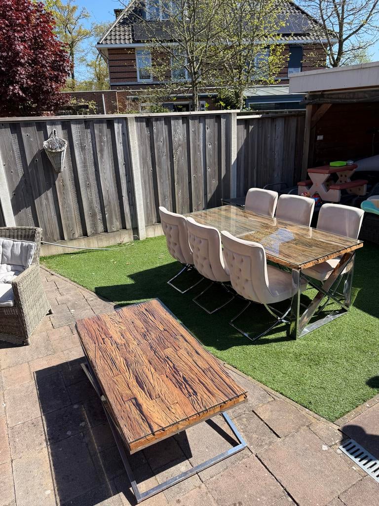 Luxe Eettafel met 6 Stoelen en Salontafel, Huis en Inrichting, Tafels | Eettafels, Zo goed als nieuw, 150 tot 200 cm, Vier personen