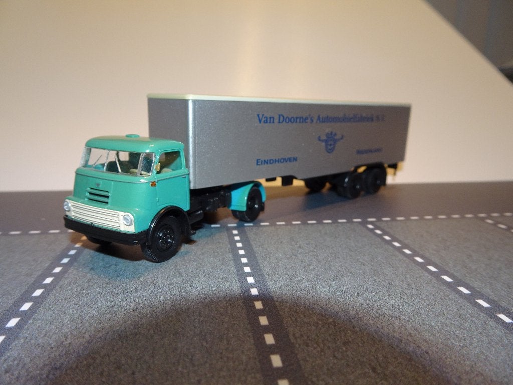 813 brekina daf do van doorne oplegger verkleurd 1:87 truck, Ophalen of Verzenden, Gebruikt, Bus of Vrachtwagen, Brekina