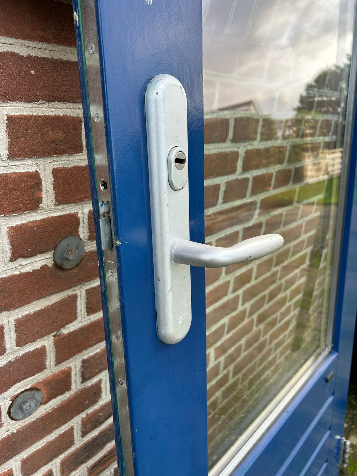 Hardhouten achterdeuren 82,7x201,5cm., Ophalen, 80 tot 100 cm, 200 tot 215 cm, Glas