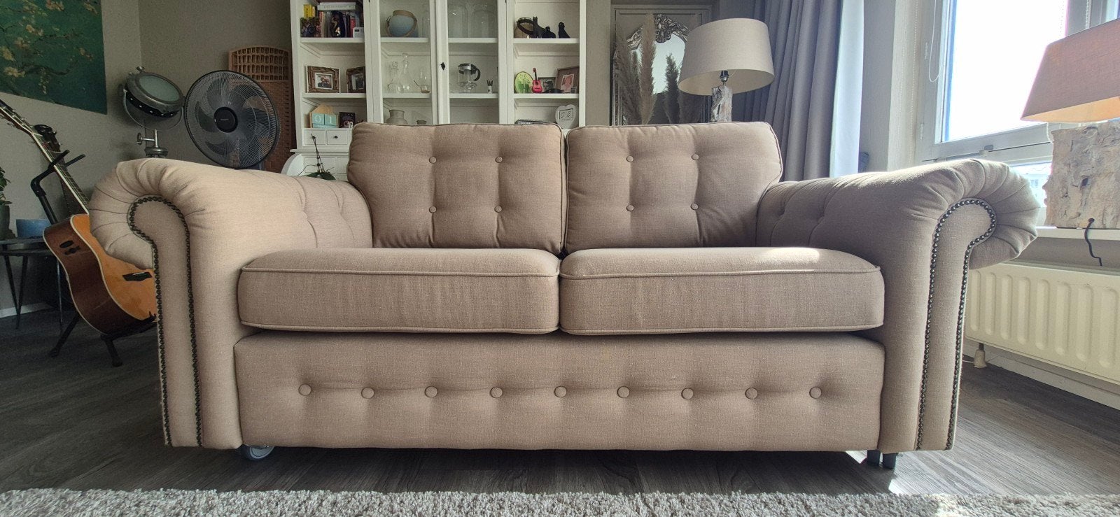 Bankstel 2 en 3-zits taupe kleurig, Huis en Inrichting, Banken | Bankstellen, Ophalen of Verzenden, 75 tot 100 cm, Stof, 200 tot 250 cm