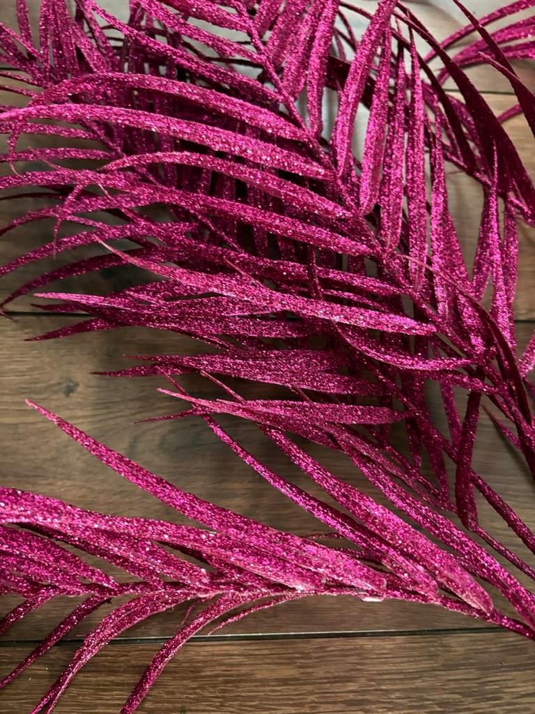 3 Kunst glitter palmboom takken - Roze decoratie, Ophalen of Verzenden, Nieuw, Binnen