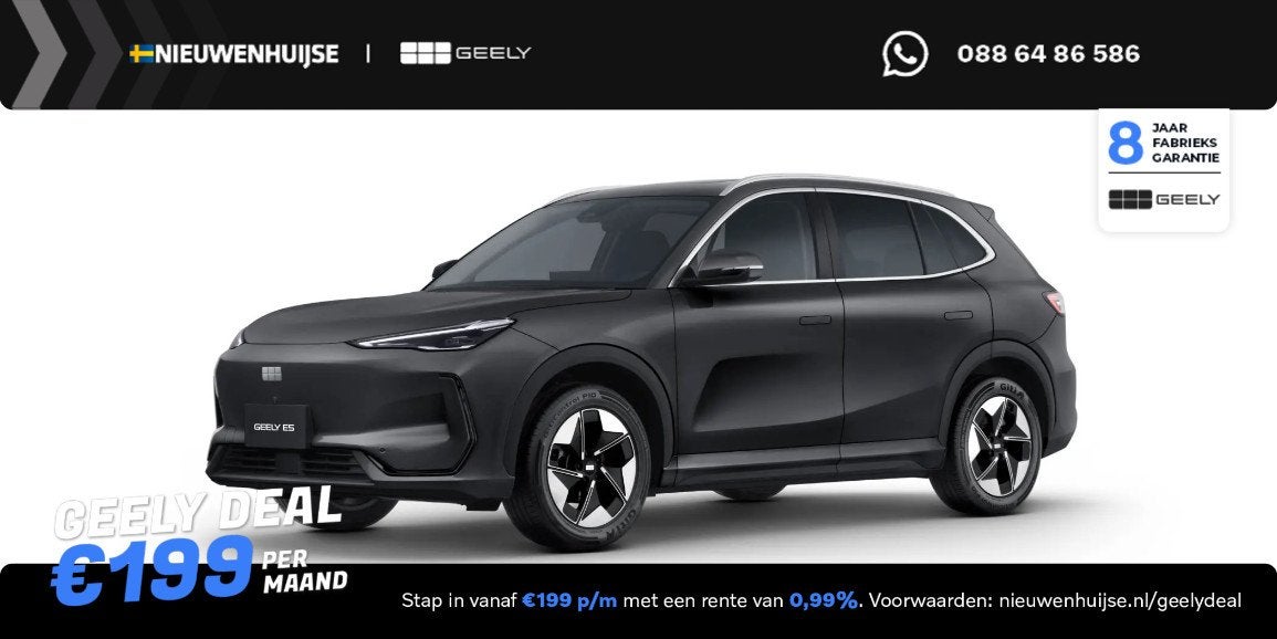 Geely E5 Pro 60 kWh | Verw. en Geventileerde voorstoelen | W, Auto's, E5, Zwart, 218 pk, Elektrisch