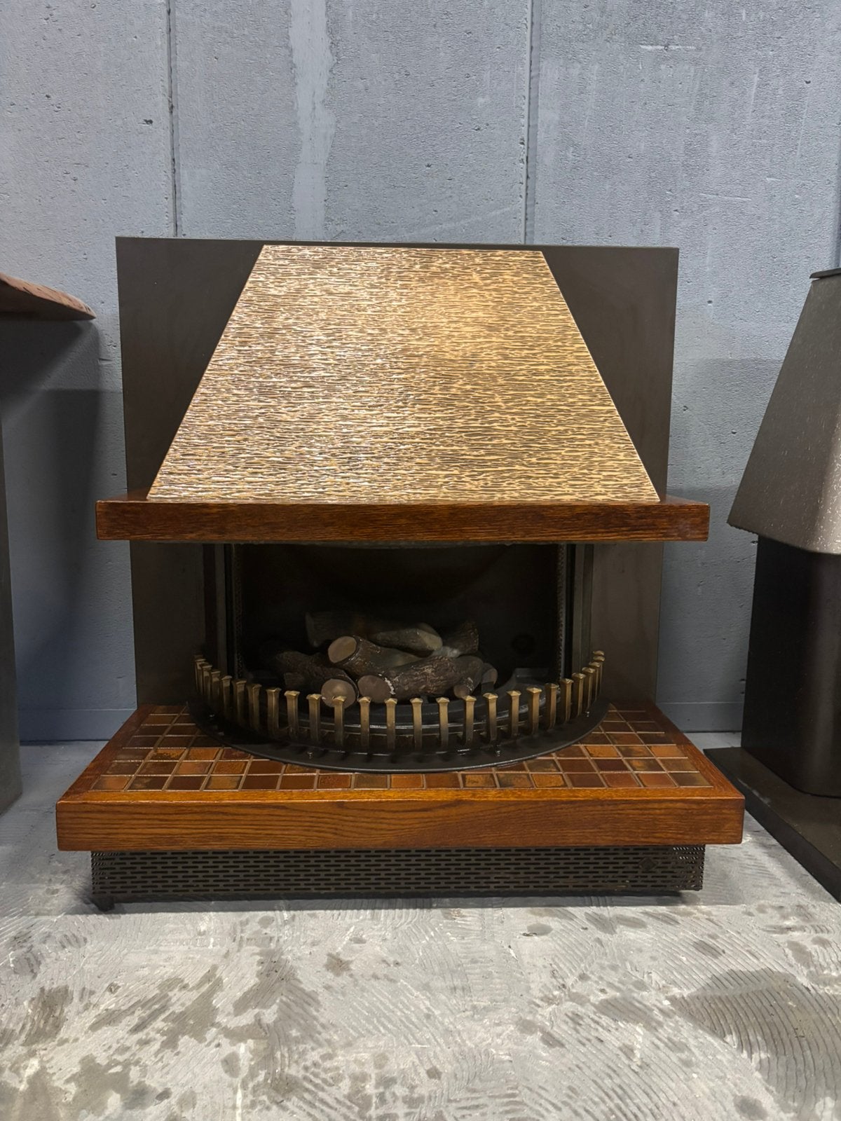 Sfeervolle vintage open haard – houtlook – klassiek model, Ophalen, Zo goed als nieuw, Vrijstaande haard, Houthaard